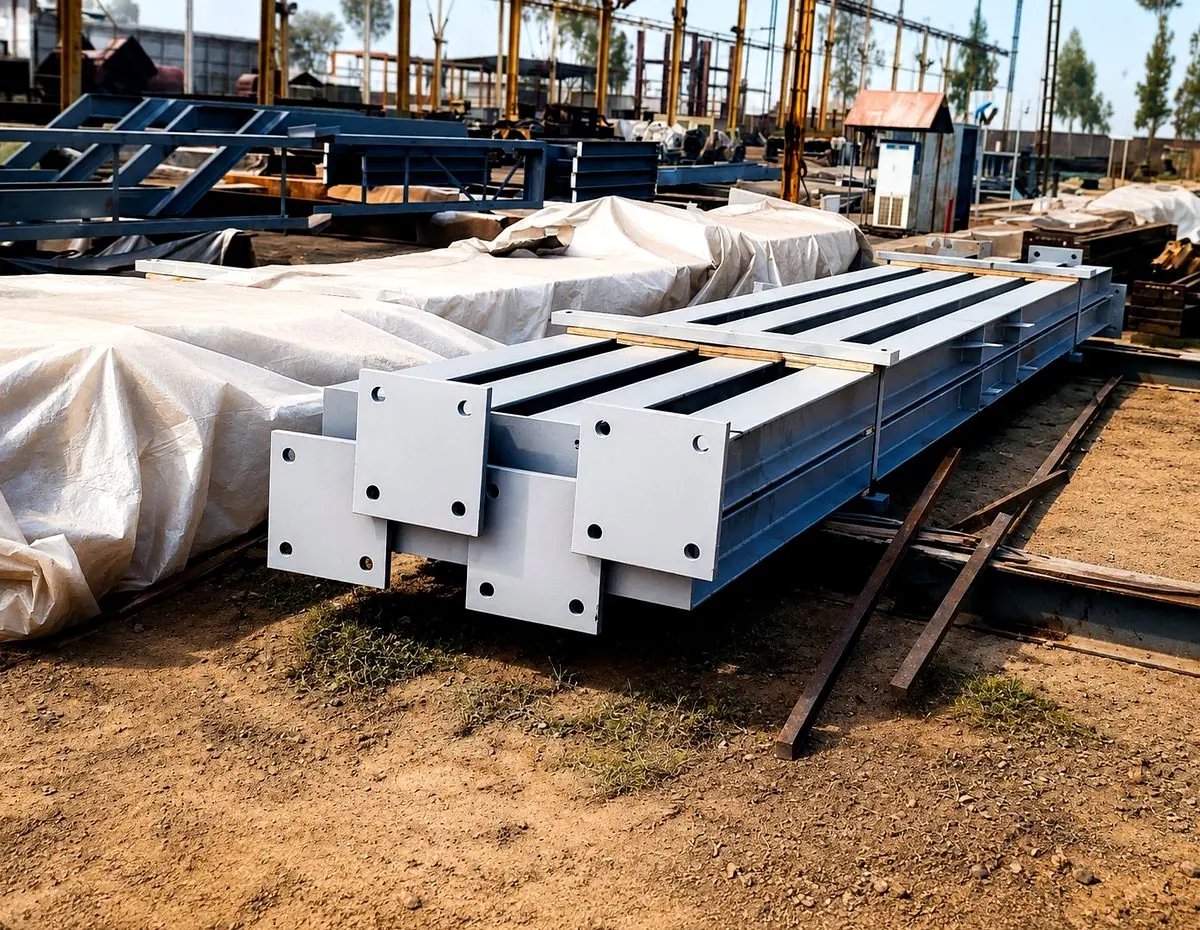 Packed bundles of fabricated structural steel ready for dispatch from Descon Engineering Works for Saudi Aramco Haradh Gas Field